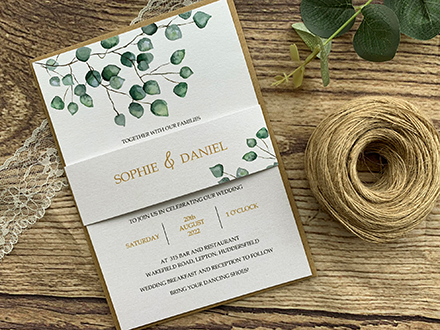 Eucalyptus invitation with belly band